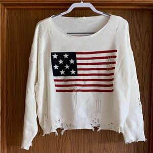 Cream Knit Flag Sweater